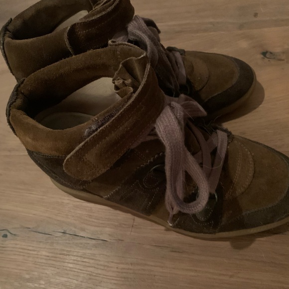 Isabel Marant two tone brown sneaker wedges booties suede size 39 EU size 8 USA - Picture 2 of 5